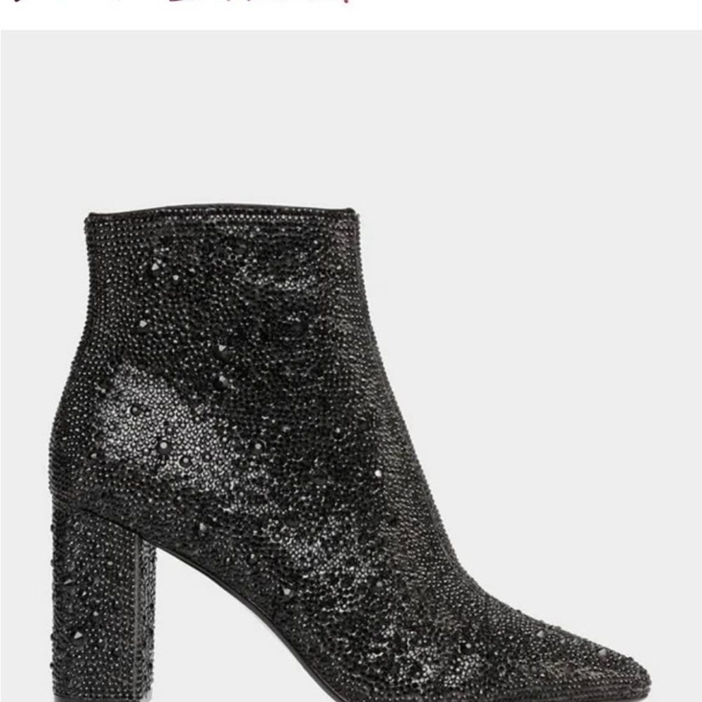 Betsey Johnson Black Glitter Ankle Booties